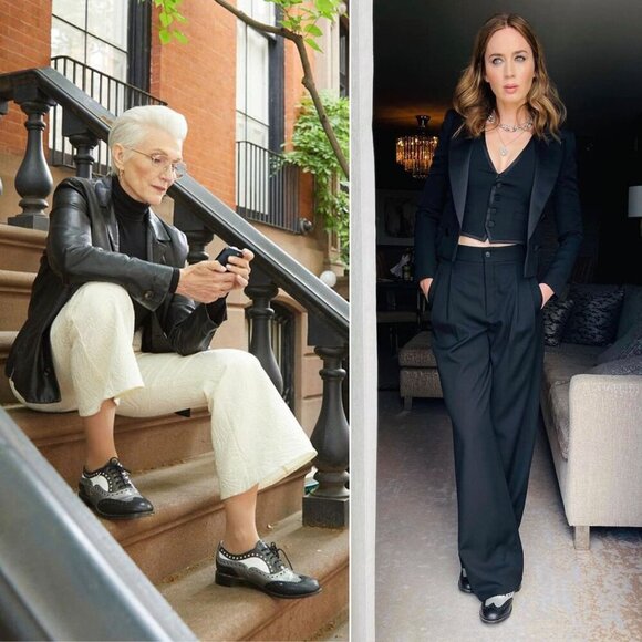 Office of Angela Scott Mr. Doubt Wingtip Brogue Silver Black Leather Oxford 36.5 - Picture 4 of 16